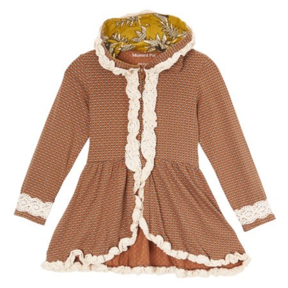 Mustard Pie Girls Hooded Jacket Lace Detail Size 7